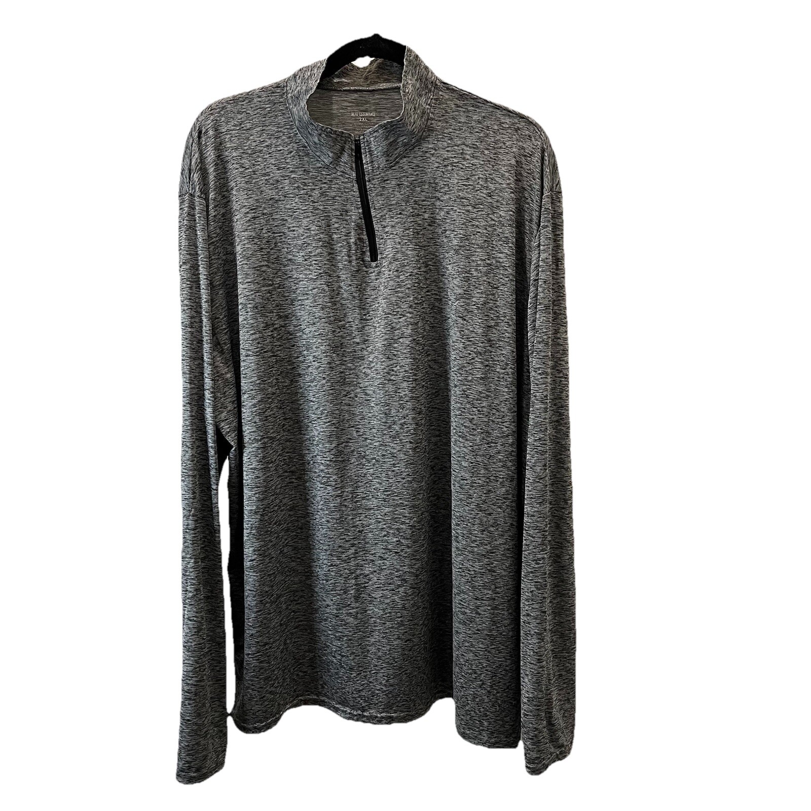 Real Essentials Gray Space Dye Quarter Zip Pullover Long Sleeve Shirt Mens 2XL gallery
