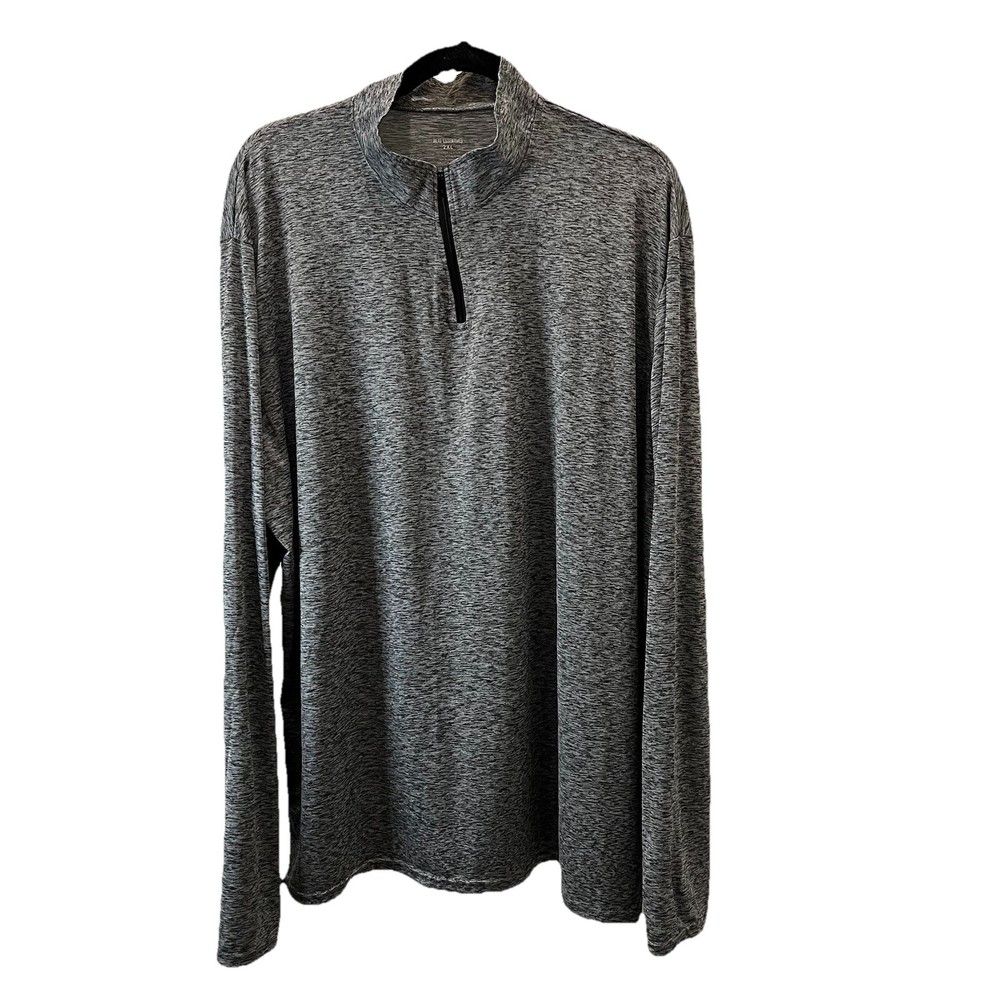 Real Essentials Gray Space Dye Quarter Zip Pullover Long Sleeve Shirt Mens 2XL