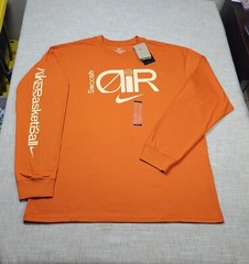 NIKE Air Max90 Shirt Large Tall Mens Campfire Orange Long Sleeve Crewneck Logo