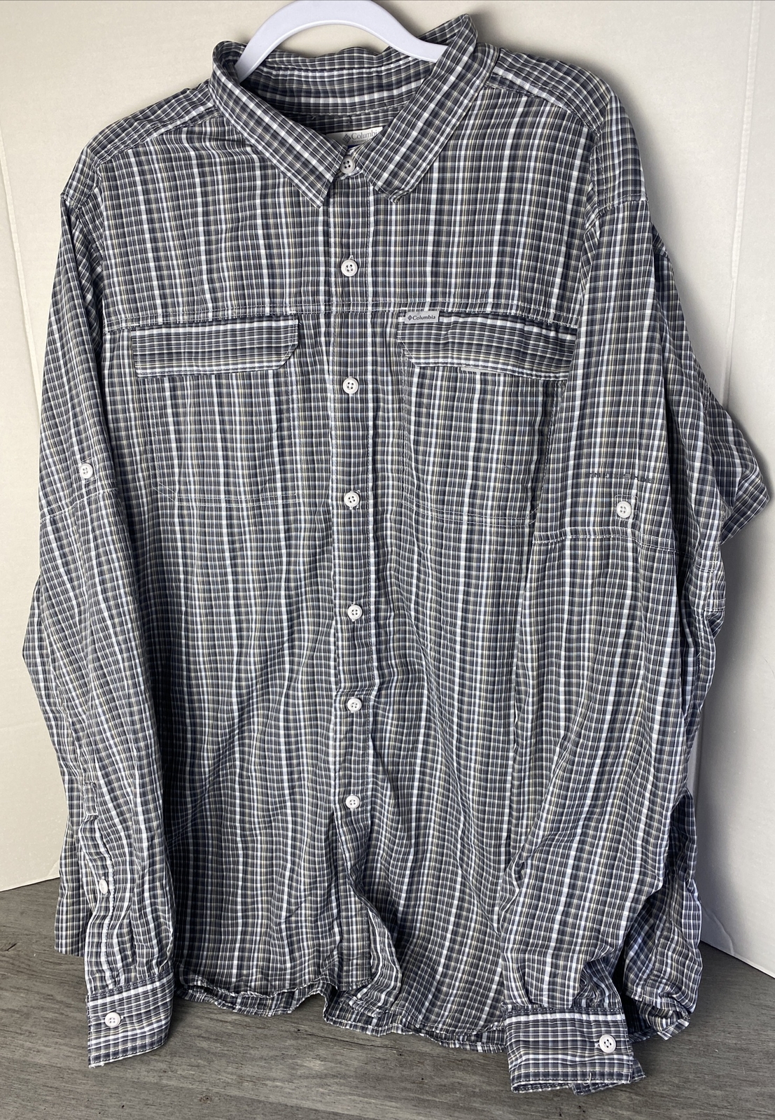 Columbia Omni Shade Silver Ridge Lite Vented Fishing Shirt Strips Mens Size 2XL gallery