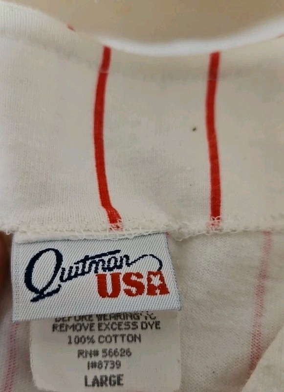 2 TGI Fridays Pinstripe Baseball Button Jersey Mens Large 100% Cotton USA gallery