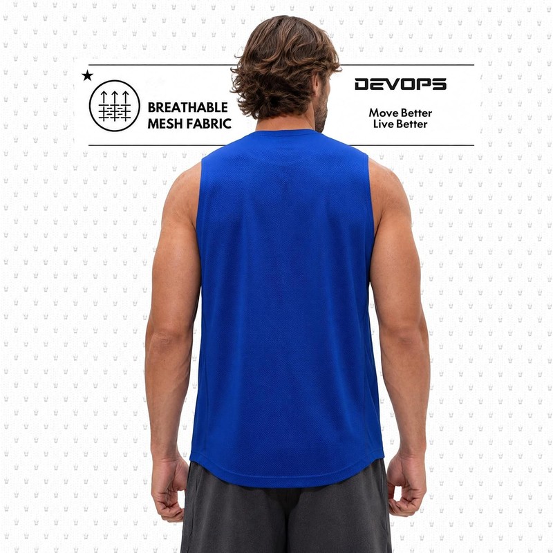 Men's Sleeveless Dry Fit Mesh Tank Top Muscle Shirts Gym Workout Devops Shirts gallery