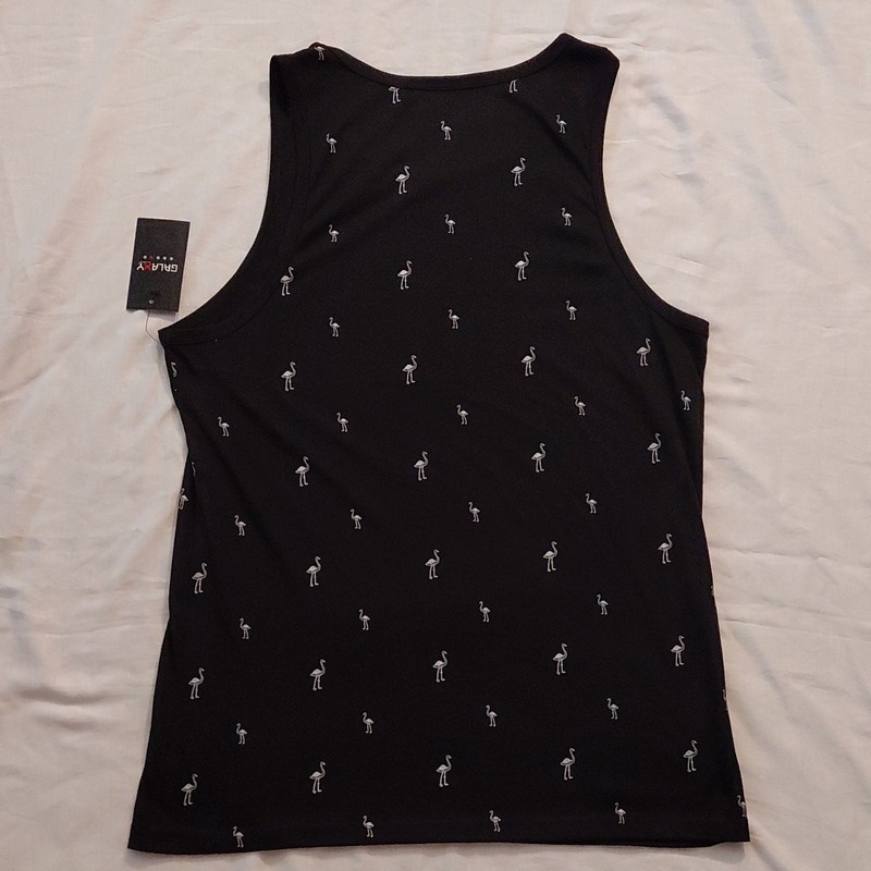 GALAXY by HAWK Woman's XL Black Tank Top Flamingo Print Cotton Blend Sleeveless gallery