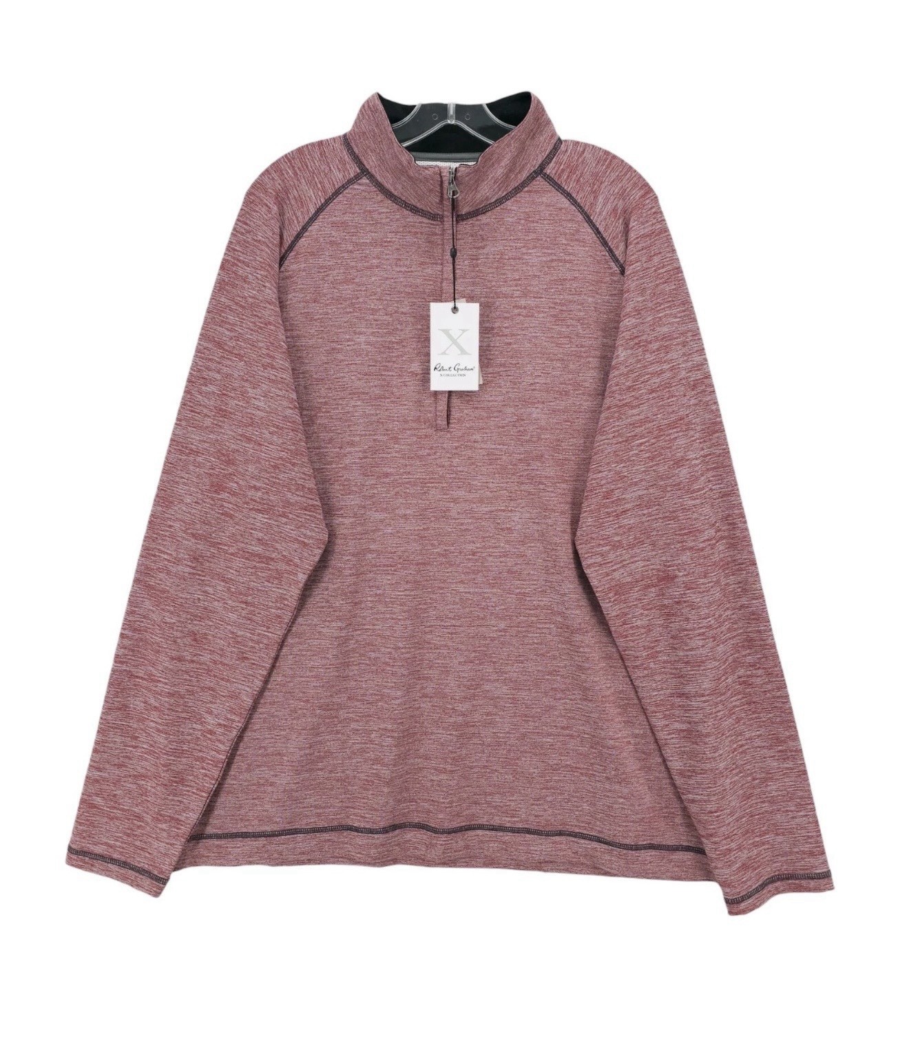 Men’s ROBERT GRAHAM 1/4 Zip L/S Pullover Shirt~Burgundy Heather Size XL NWT gallery
