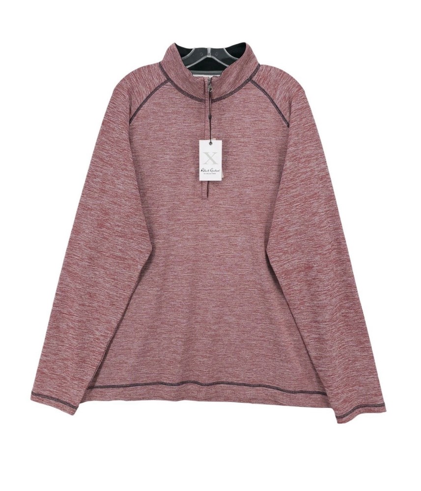 Men’s ROBERT GRAHAM 1/4 Zip L/S Pullover Shirt~Burgundy Heather Size XL NWT