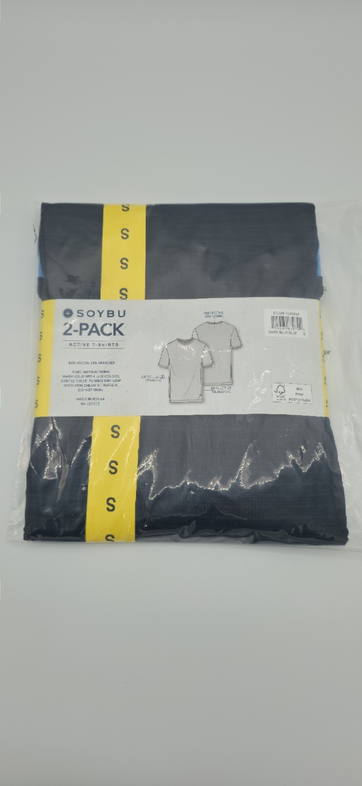 Soybu Men's 2-pack 4-Way Stretch Moisture Wicking Active Tee, Dark Blue/Blue, S gallery