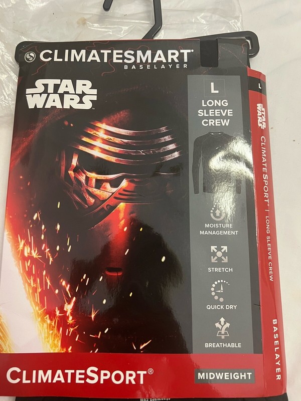NWT! OFFICIAL STAR WARS CLIMATESMART BASELAYER LONG SLEEVE CREW SHIRT! Large Blk gallery