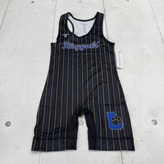 TAKEDOWN Wrestling Singlet Mens XS Black Ringgold Striped Paw Logo Lightweight