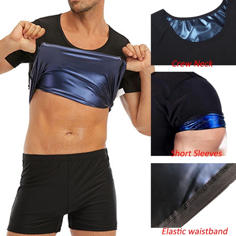 Men’s Premium Slimming Shapewear Sweat Sauna Waist Trainer Thermal T-Shirt Vest gallery
