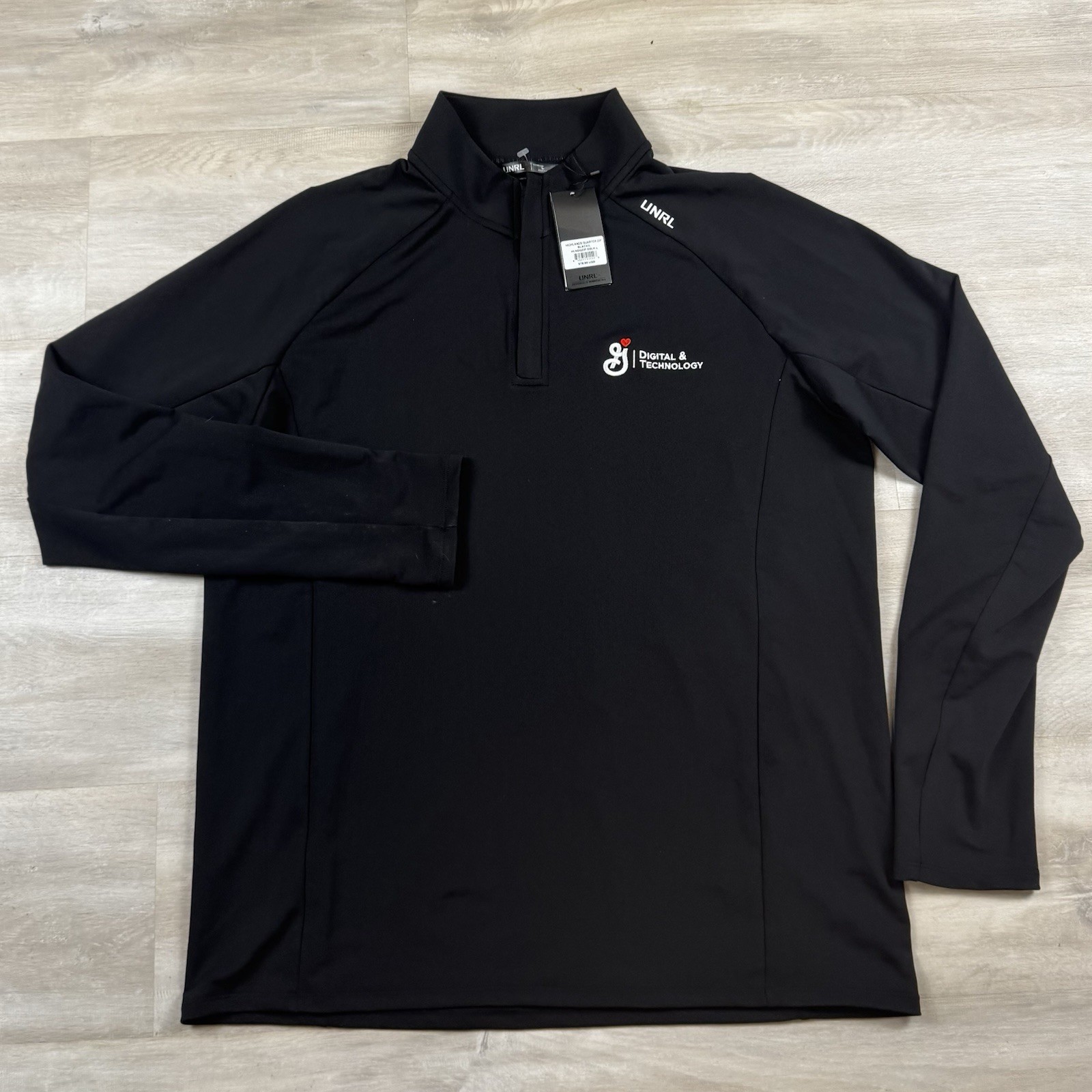 UNRL Golf Highlands Quarter Zip Pullover Logo Preppy Black Mens Size Large NWT gallery