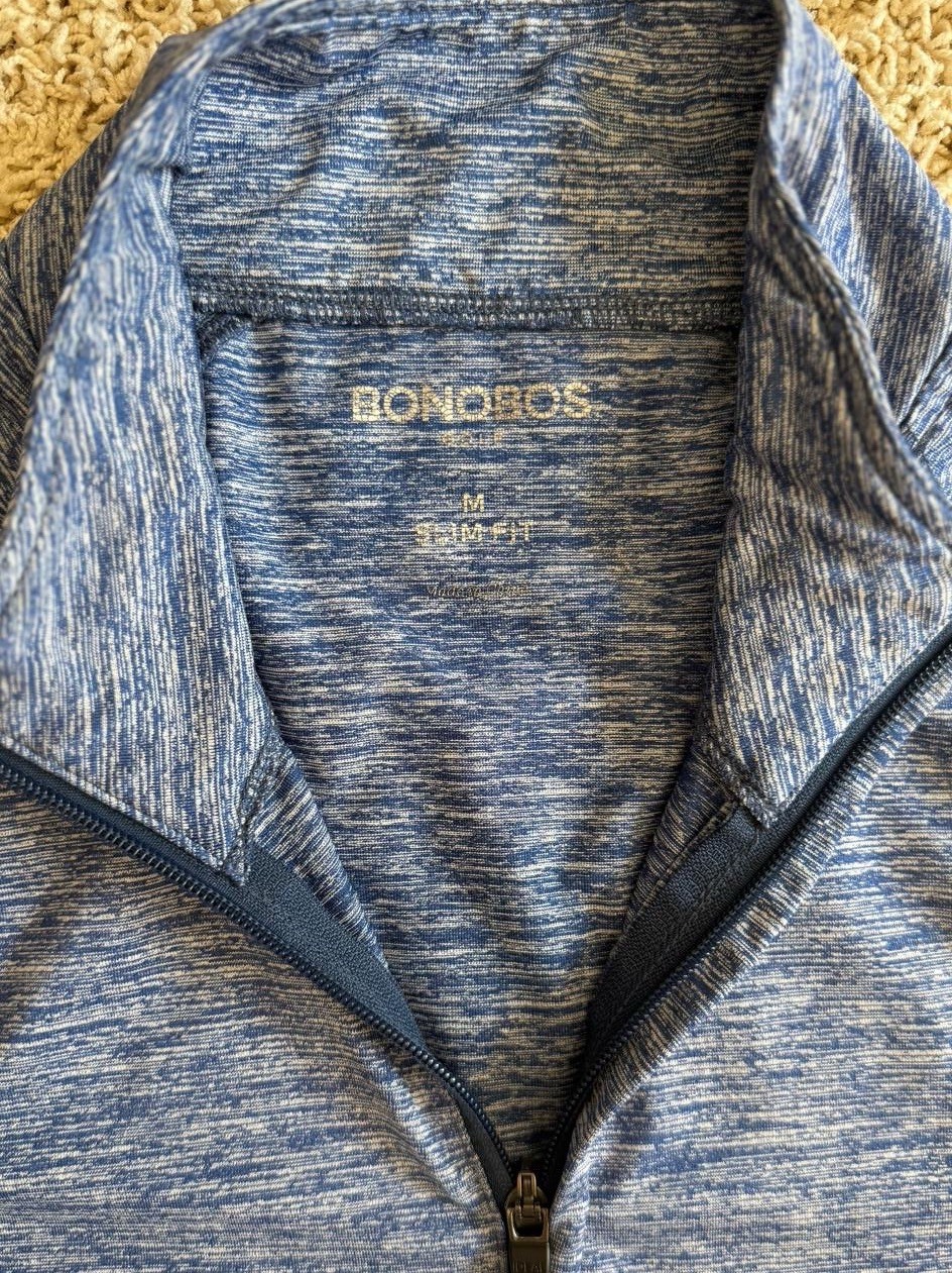 Men’s Bonobos Blue Slim Fit Athletic Quarter Zip Size M gallery