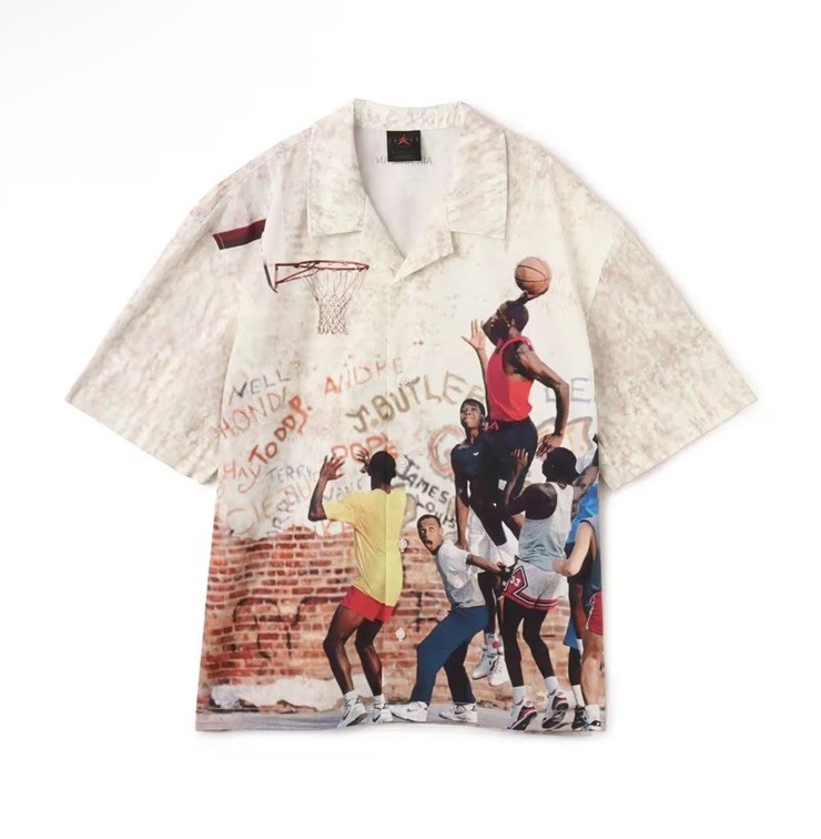Air Jordan Camp Button Up Shirt Size Medium Playground Scene Sail HF9347-133 gallery