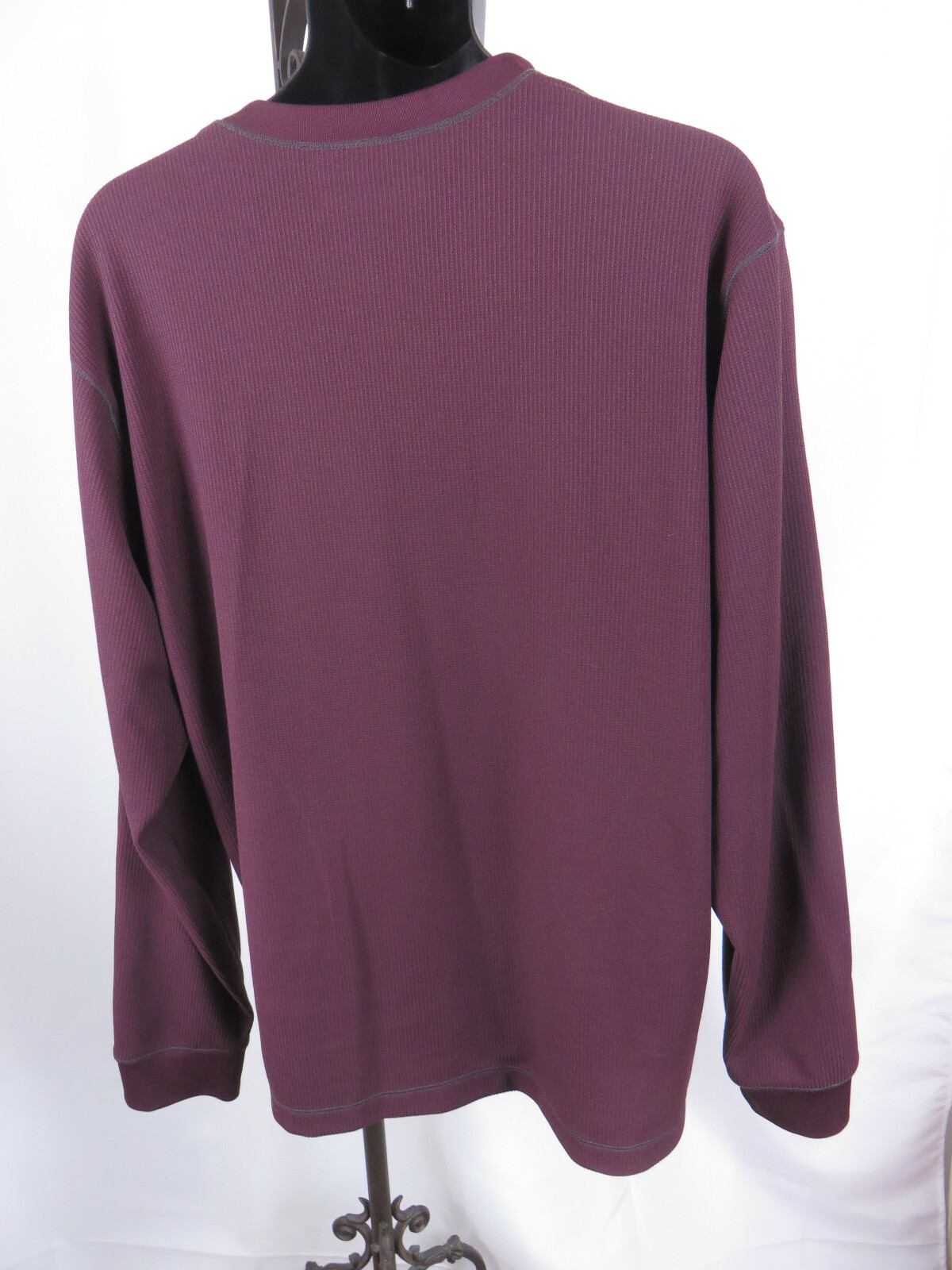 Mens Maroon Three Snap Long Sleeve Roundtree & Yorke Performance Shirt Size XL gallery