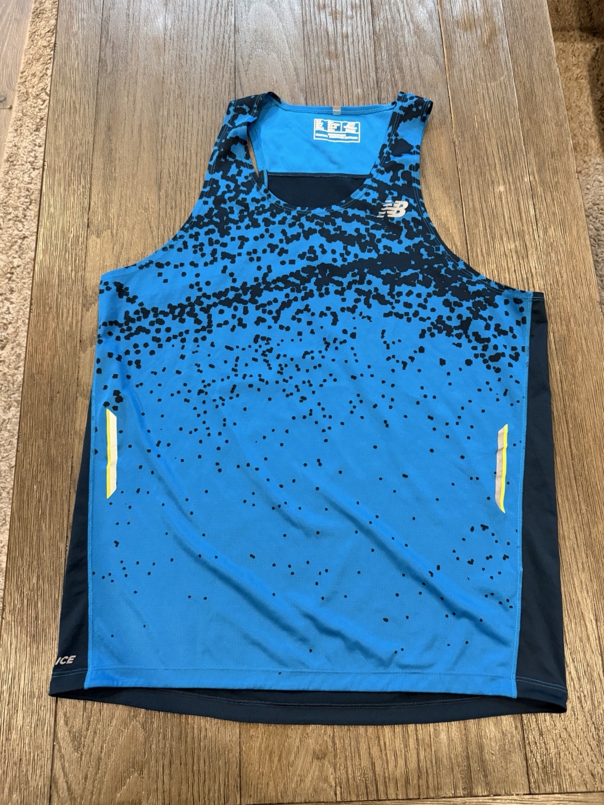 Men’s New Balance Light Speed Racing Singlet Running Top Camo Medium Blue gallery