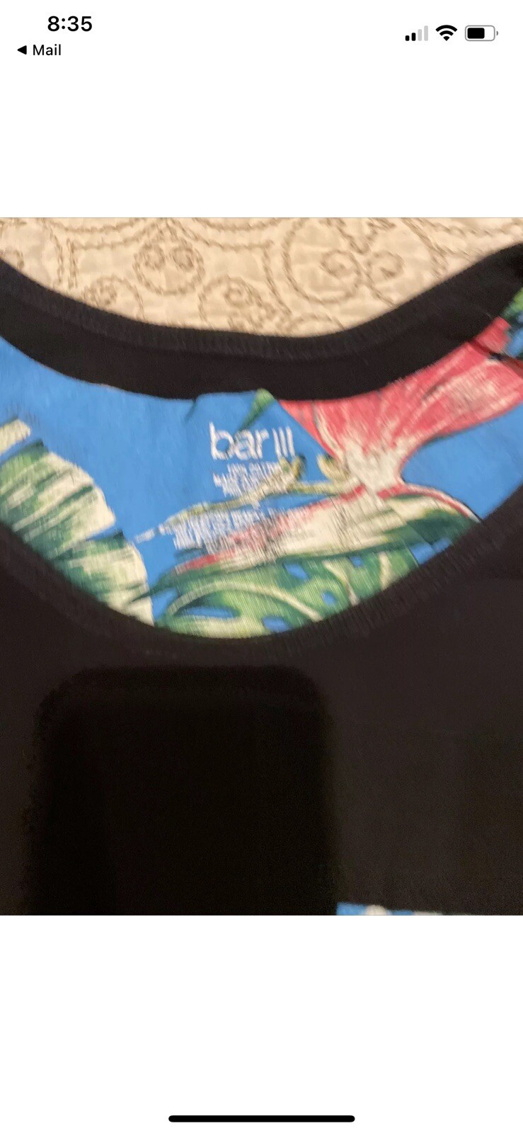 Men’s Bar III BLACK FLORAL TANK TOP SIZE SMALL gallery
