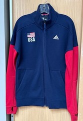 USA Olympics Volleyball Adidas Jacket Warm Up Est 1928 Navy Blue Red Mens