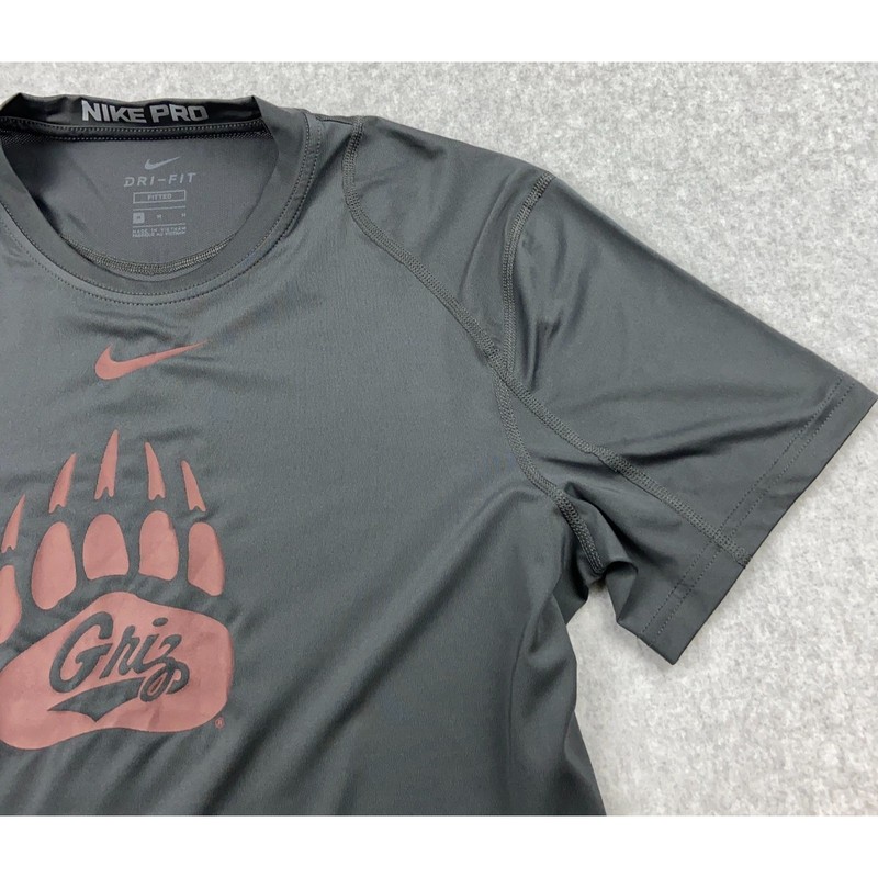 Nike Pro Fitted Dri-FIT Men's Training Shirt Charcoal Montana Griz Logo gallery