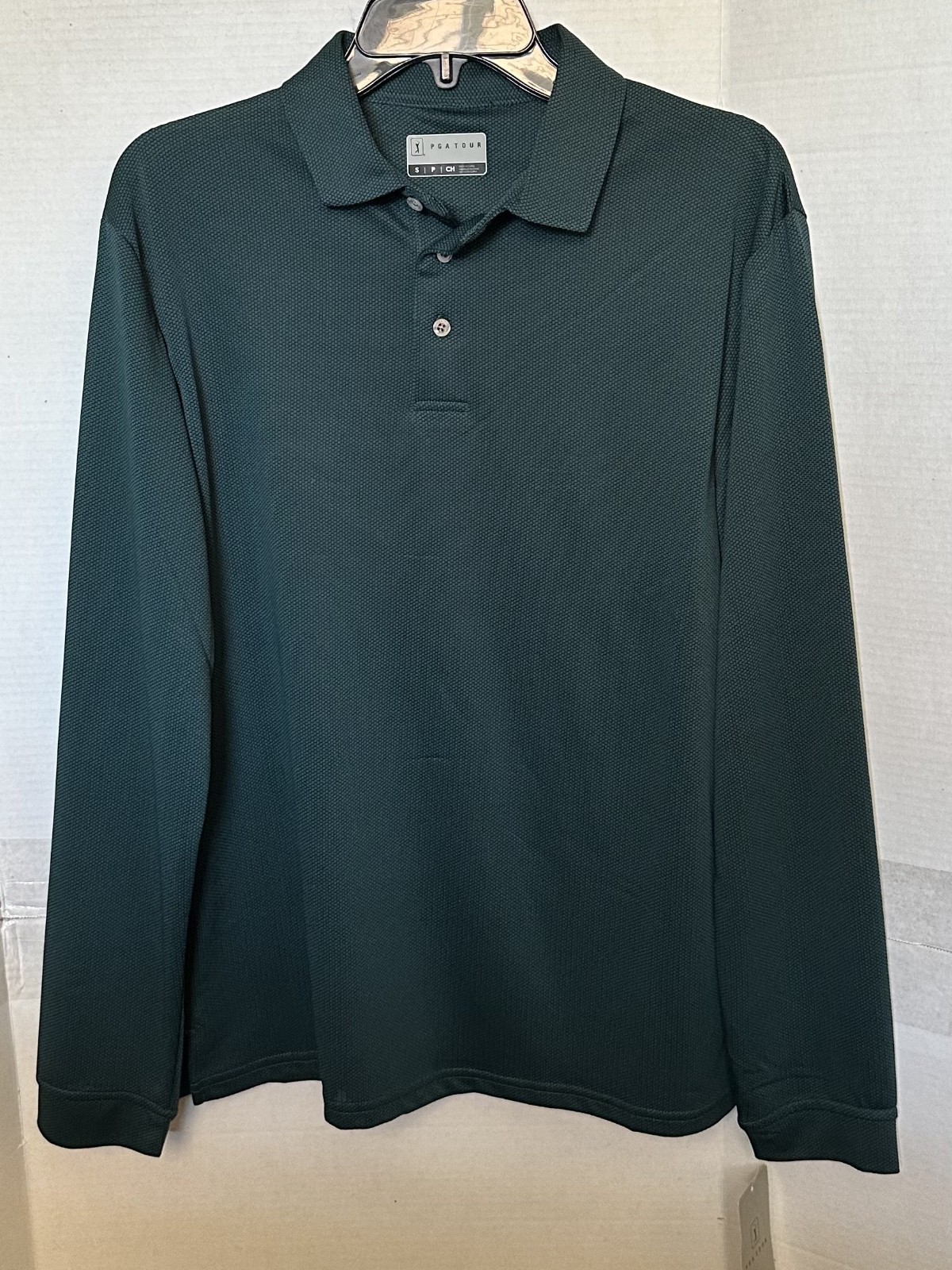 PGA TOUR Men's Long Sleeve Stretch Pullover Henley Shirt Green Size Small - NWT gallery