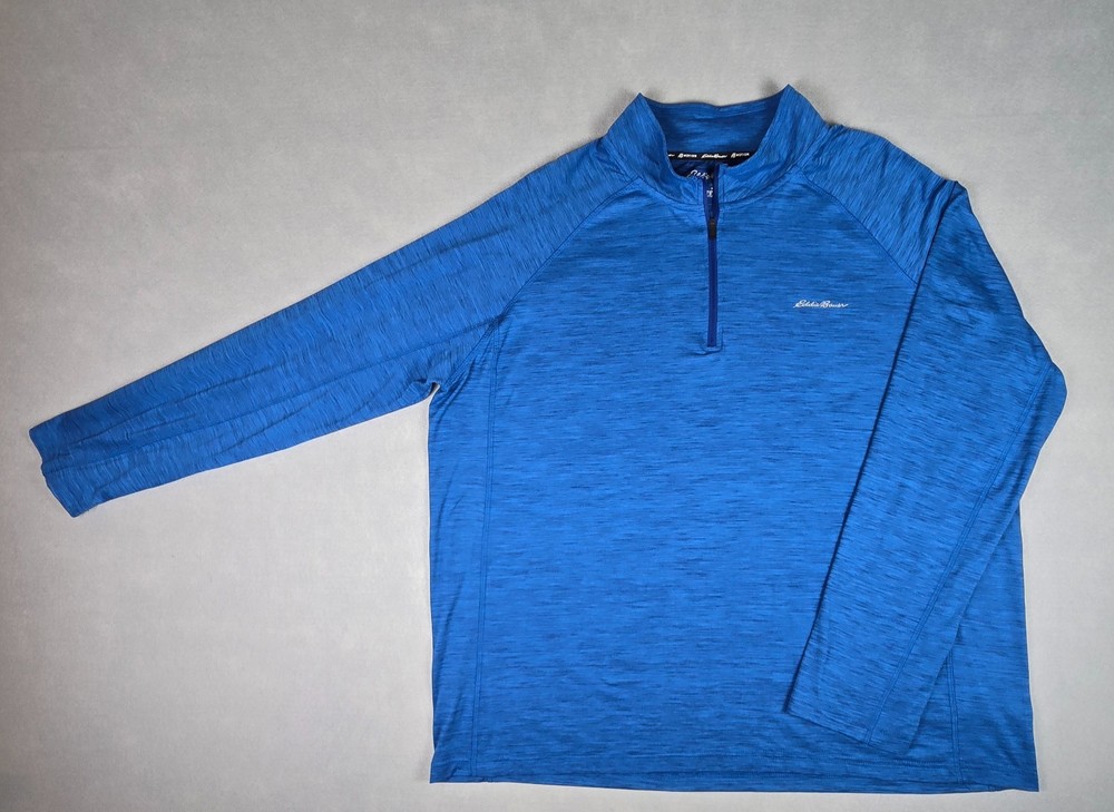 Eddie Bauer Pullover Mens 2XL Blue Motion FreeDry Quarter Zip Athletic Shirt