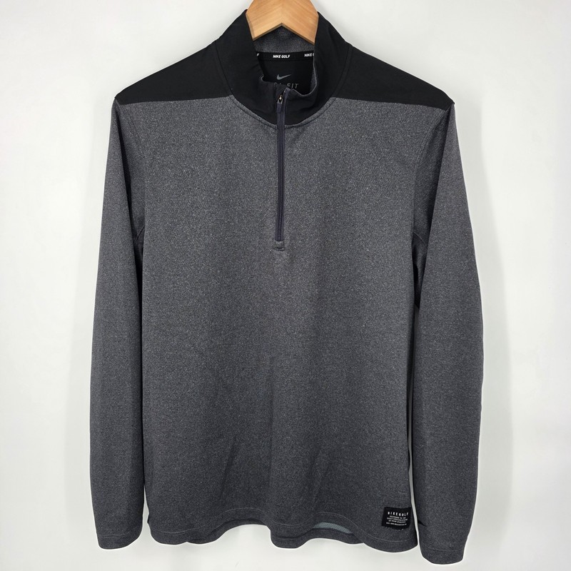 Nike Pullover Mens M Gray Golf Dry Core 1/4 Zip Sweater Long Sleeve Cover Up gallery