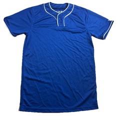 Mens Alleson Athletic Blue Two-Button Piped Baseball Jersey Sz Small Polyester