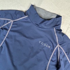 Tesla Compression Shirt Mens Medium Navy Mock Neck Long Sleeve Base Layer