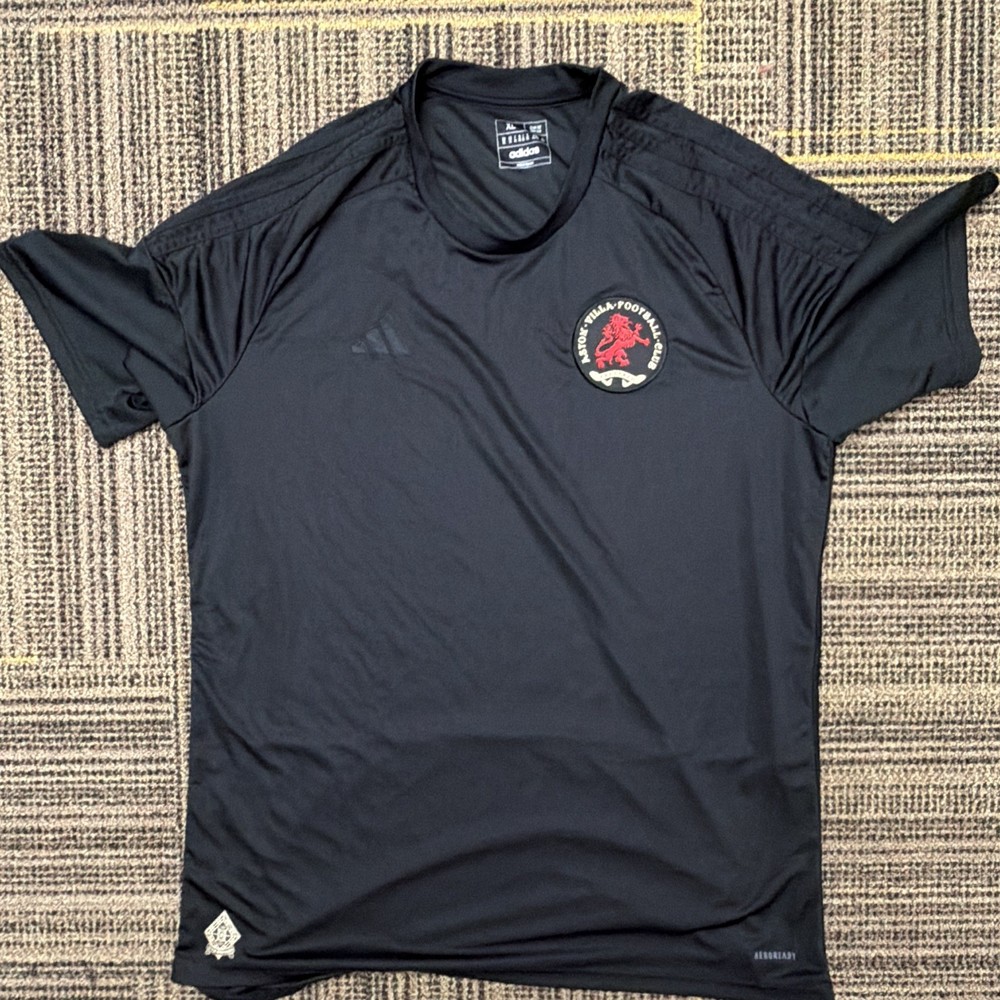 adidas AEROREADY Aston Villa FC Men's XL Black Slim Fit Jersey T-Shirt