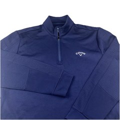 Callaway Mens Quarter Zip Pull Over Navy Large Mock Neck Ribbed Opti Dri Golf