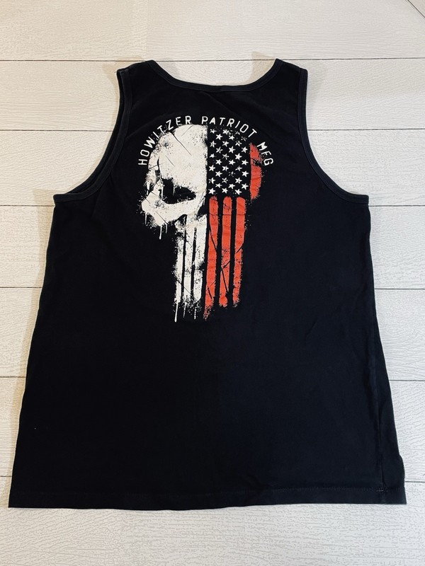 Howitzer Patriot Black Tank Top Mens Medlum Skull Flag Military Excellent gallery