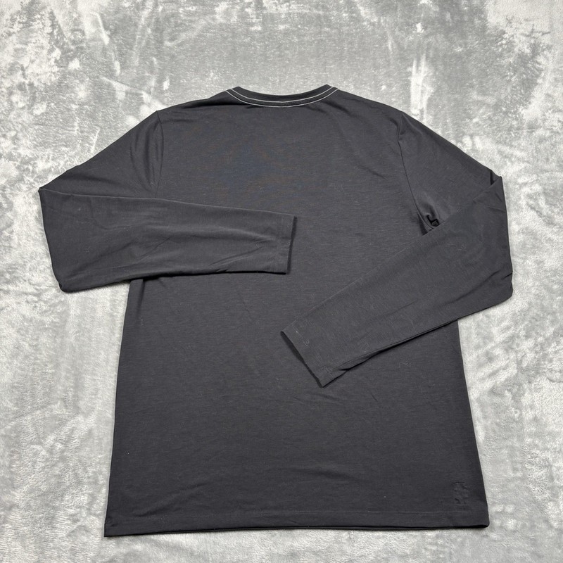 Vuori Current Tech Crew Neck Long Sleeve Black T Shirt Men's Large White Stitch gallery