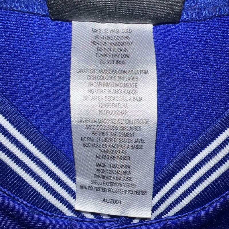 VTG adidas Basketball Warm Up Jersey Men XL Blue Side Stripes V Neck Snap Button gallery