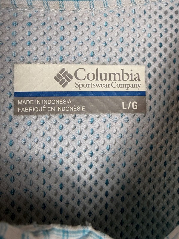Columbia PFG Shirt Mens Large Blue Check Long Sleeve Fishing Vented Mesh Lined gallery