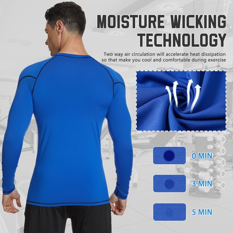 3Pack Men Long Sleeve Compression Top Quick Dry Cool Outdoor Running Gym Workout gallery