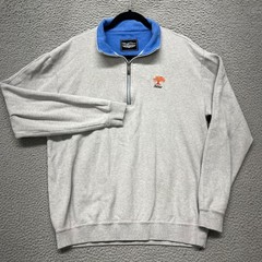 Straight Down Pullover Mens L Gray Heather Golf 1/4 Zip Preppy Sports *Logo*