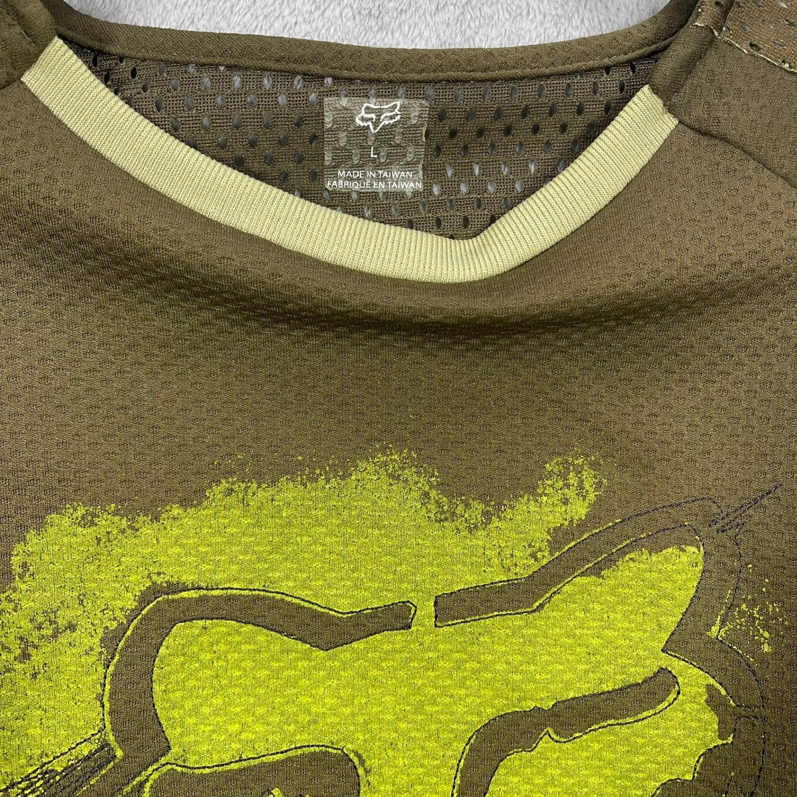 Fox Racing Jersey Mens Large Brown Neon Yellow Long Sleeve Graphic Mesh MTB gallery