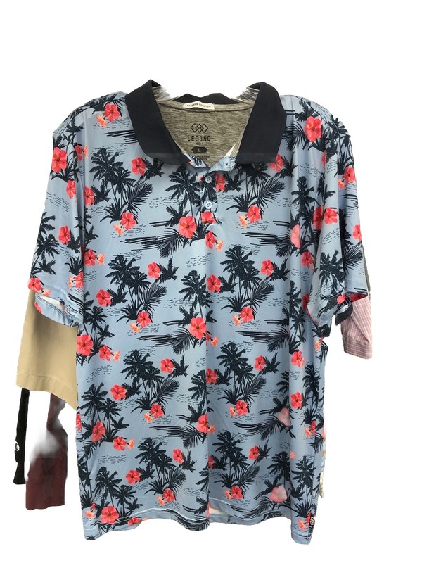 Leg3nd Men's Polo Golf Shirt AOP Tropical Size L Extreme Stretch gallery