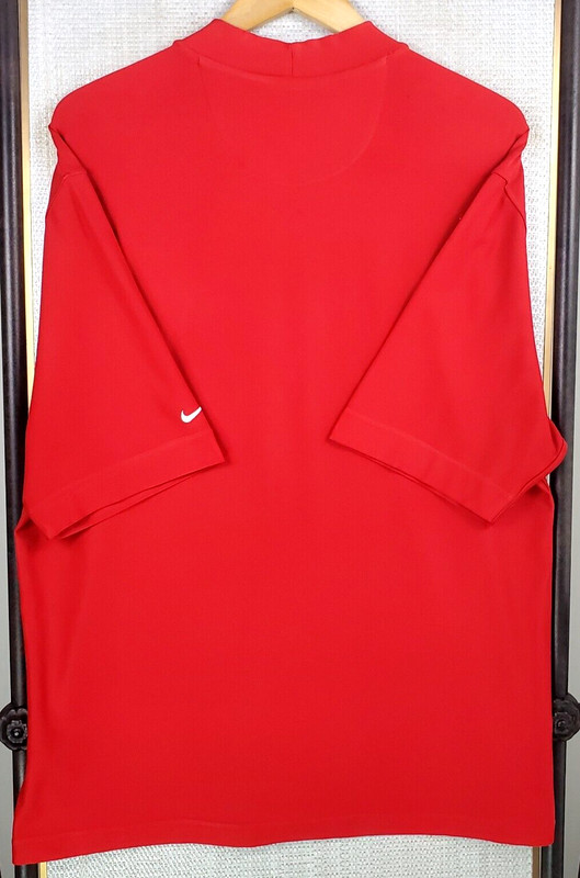 VTG NIKE GOLF Size Large Mens 1/2 Sleeve Tiger Sunday Red Mock Neck Polo Shirt gallery