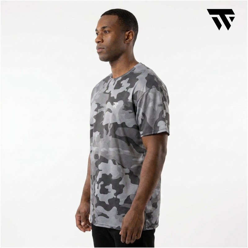 Men's Gray Gym T-Shirt Quick Dry Muscle Bodybuilding Workout Fitness Sport Top gallery