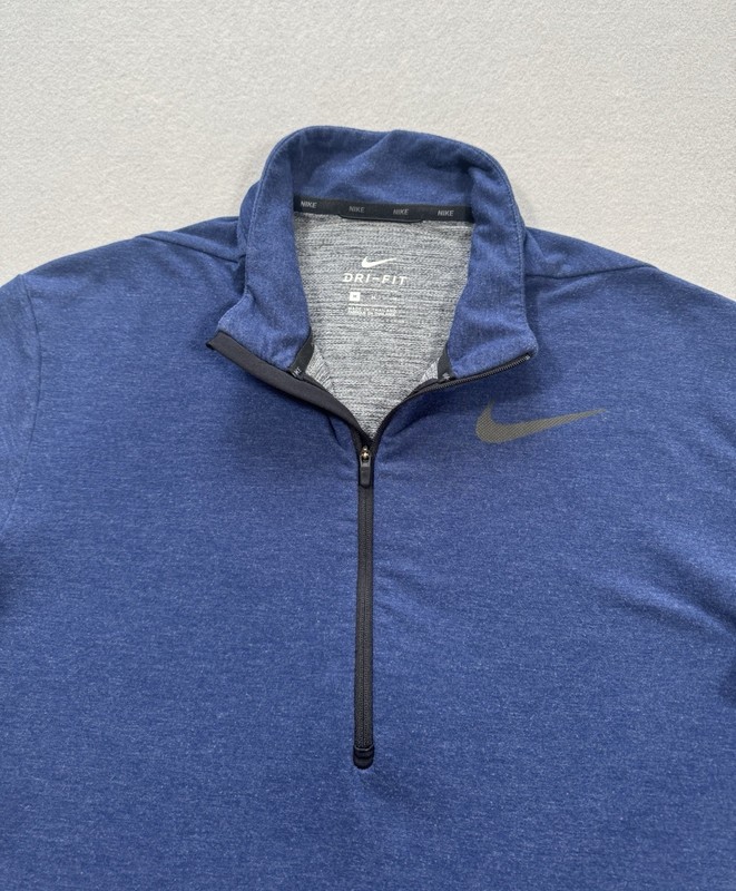 Nike Pullover Mens Medium Blue Dri-Fit Dry 1/2 Zip Stretch Golf Sports gallery