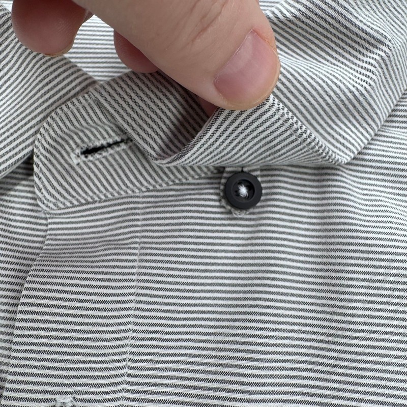 Lululemon Voyage Long Sleeve Button Down Dress Shirt Gray Stripe Mens Medium gallery
