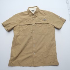 Eddie Bauer Mens Hiking Shirt Size Medium Short Sleeve Vented Fishing Beige