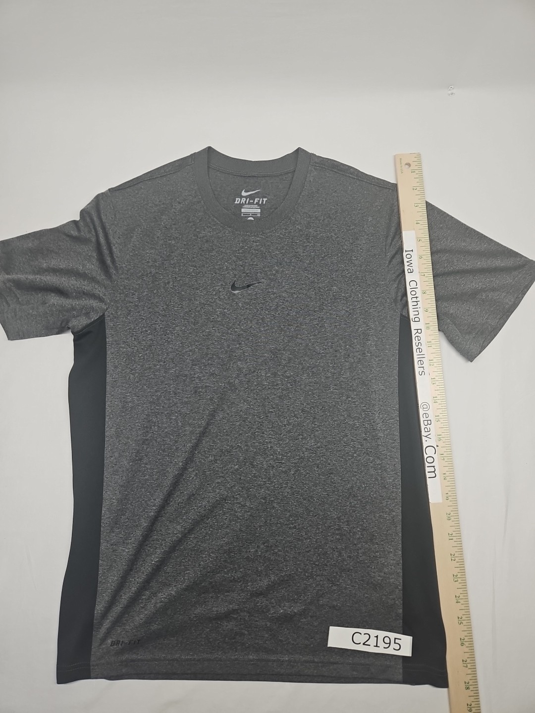 Nike Shirt Men's Small Gray DriFit Center Swoosh Logo Runner Gym Workout T Shirt gallery