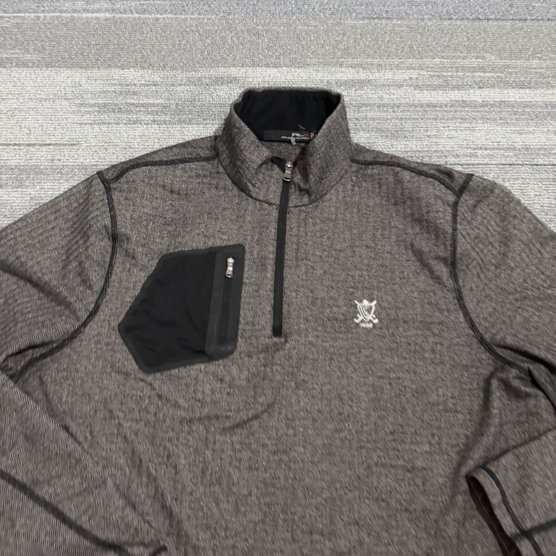 RLX Ralph Lauren Pullover Extra Large Gray Herringbone Performance Quarter Zip gallery