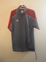 ADIDAS Game Day Short Sleeve Hot Jacket 1/4 zip Gray Red Men’s Size Small NEW