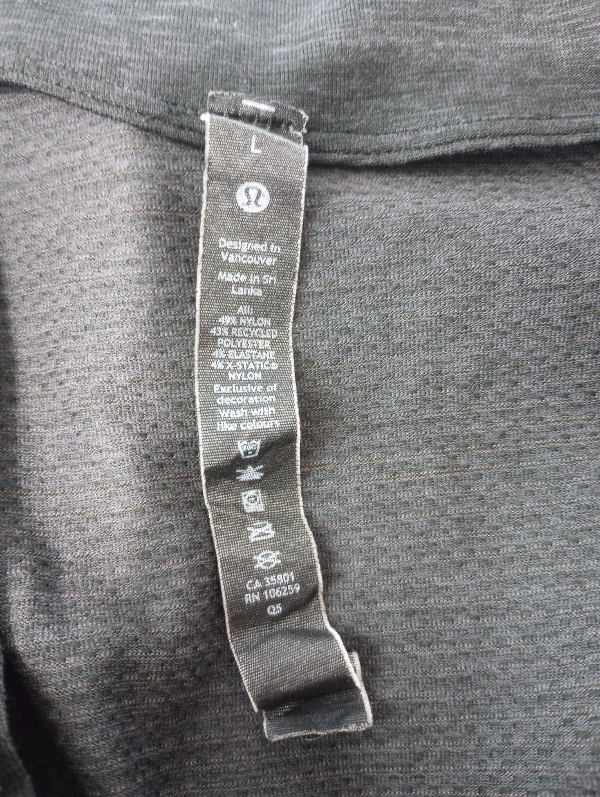 Lululemon Metal Vent Tech 1/2 Zip 2.0 Deep Coal / Black Men's Large M3CX8S gallery