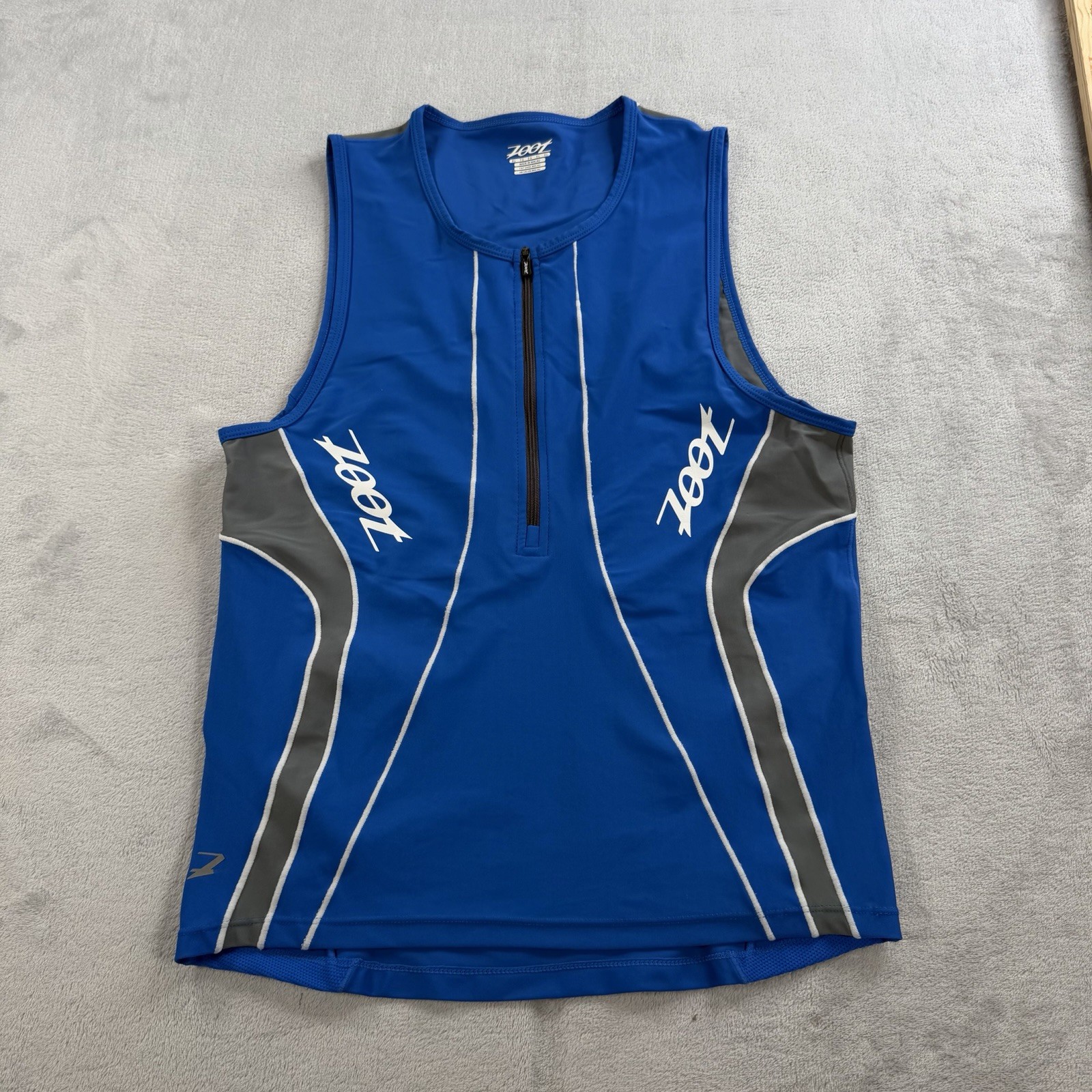 ZOOT Performance Tri Tank Mens XL Sleeveless Jersey Blue Cycling Activewear Zip gallery