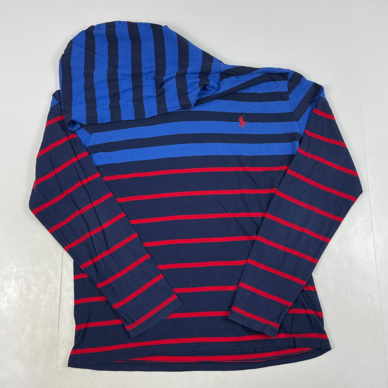 Polo Ralph Lauren Shirt Men Small Blue Hooded Long Sleeve Golf Golfer Rugby Pony gallery