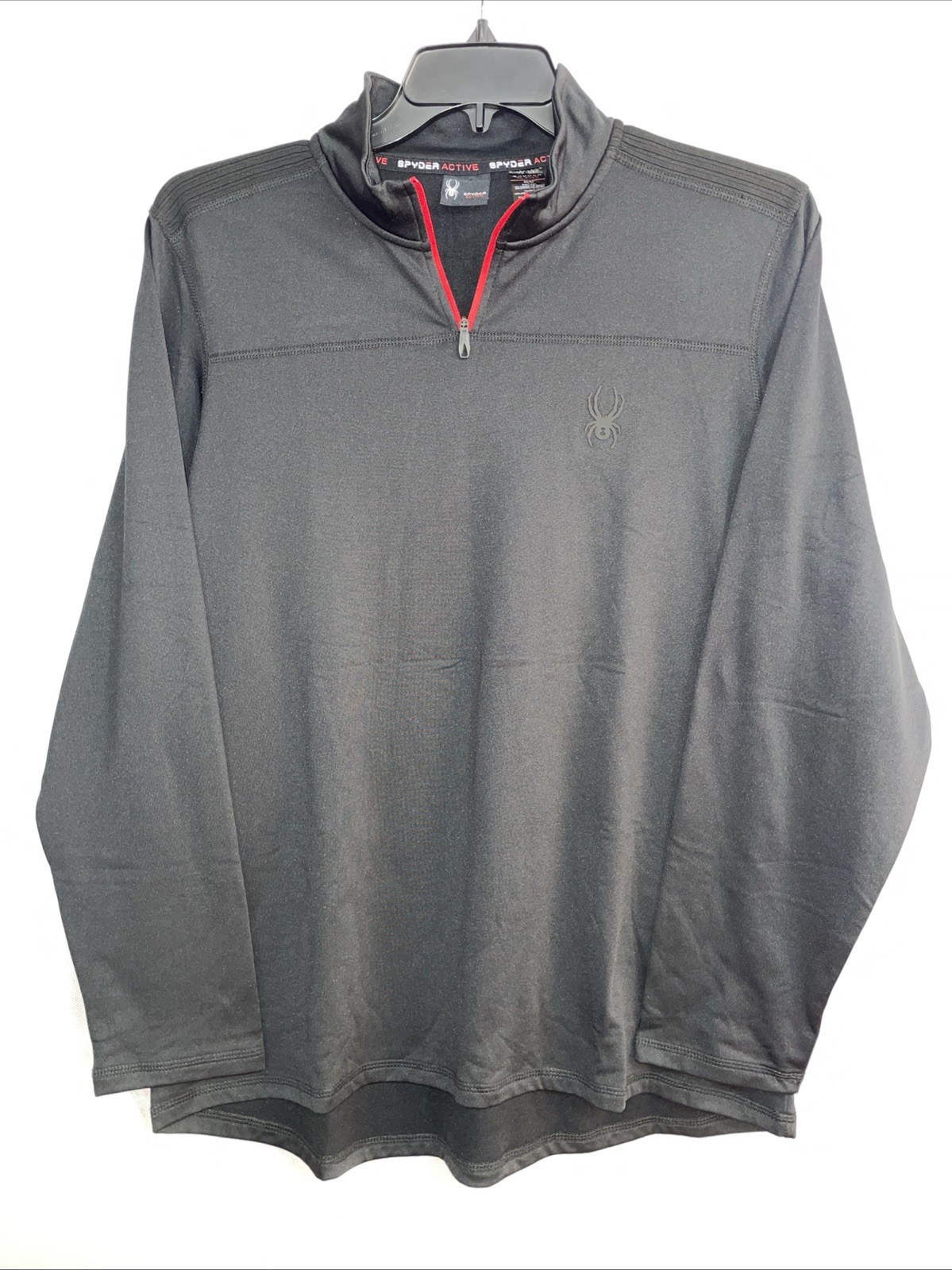 Men's SPYDER Active 1/4 Zip Pullover 4 Way Stretch Black Logo Size M MSRP $68 gallery