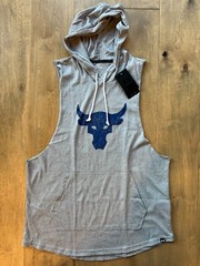 Under Armour Project Rock Bull BSR Sleeveless Hoodie Gray 1376939-035 Mens XL
