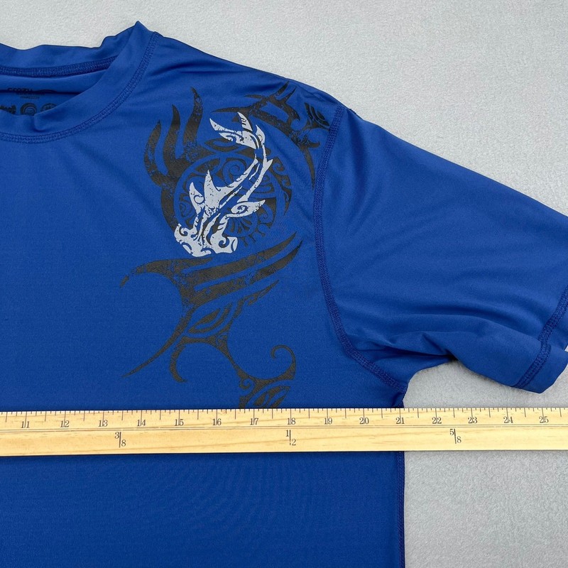 Crazy Shirts Mens XL Blue Tribal Hammerhead Shark Graphic Performance Tee Shirt gallery